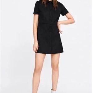 Zara Black Faux Suede Snap Front Dress Size Small